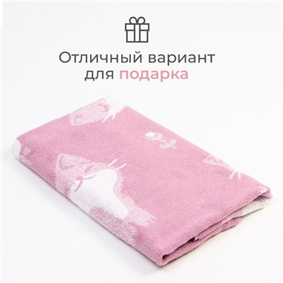 Полотенце махровое Этель «Игривый кот», 50×90 см, 100% хлопок, 420 г/м², розовое