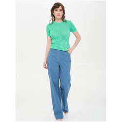 Джемпер вязаный цвета морской воды с короткими рукавами