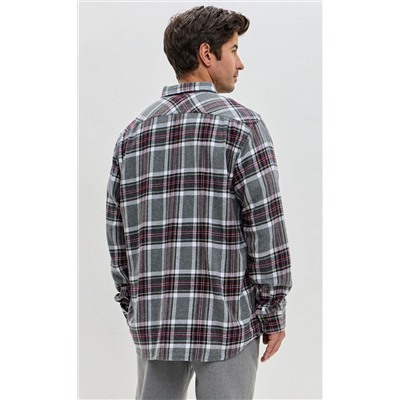 Рубашка F521-0460 grey-bordo