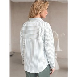 Блузка свободного силуэта в тонкую полоску из хлопка