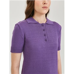 Футболка-поло вязаная фиолетового цвета