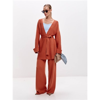 Брюки палаццо с карманами, Терракот