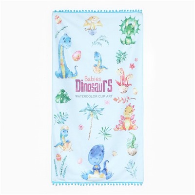 Полотенце пляжное «Этель. Динозаврики», 75×140 см, микрофибра