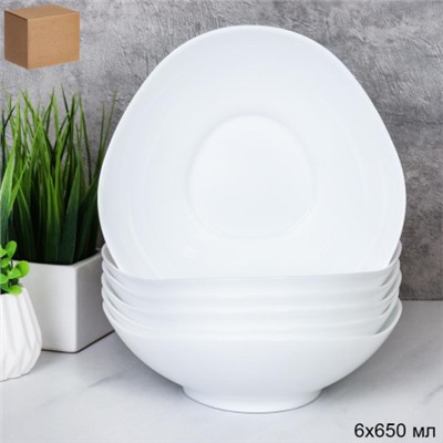 Набор суповых тарелок 6 штук 650 мл Треугольная / LXXW70 (WHITE) /уп 8/