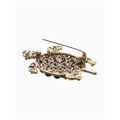 Брошь «Черепаха» с хвостиком, цвет изумруд в чернёном золоте