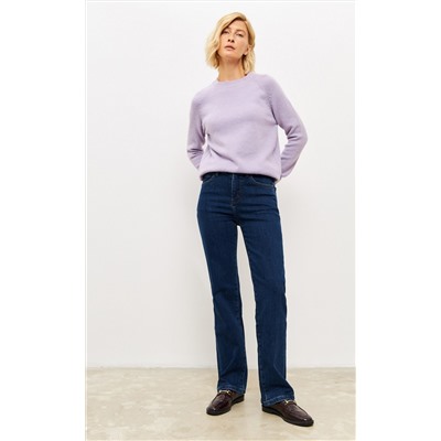 Джинсы утеплённые женские на флисе F322-0135W d.blue