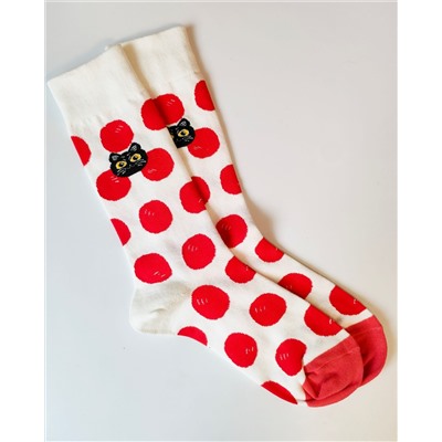 Носки р.35-40 "Cute Animals" Red Balls and Cat