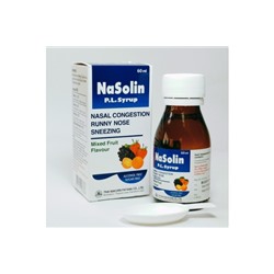 Сироп от заложенности носа, насморка и чихания NaSolin P.L., смешанный фруктовый вкус 60ml