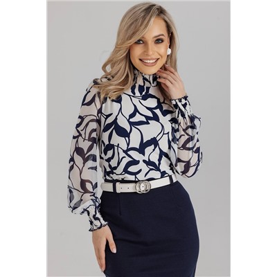 Блузка женская  7046/19/Белый, синий