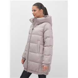 Куртка женская зимняя на резинке большого размера светло-коричневого цвета 7619SK