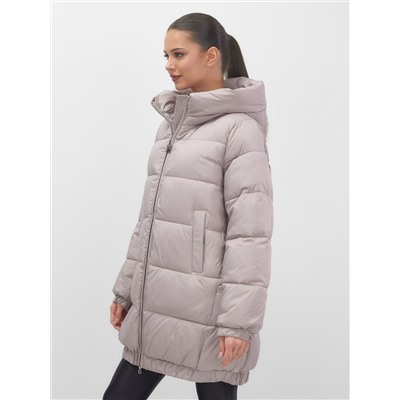 Куртка женская зимняя на резинке большого размера светло-коричневого цвета 7619SK