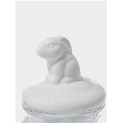 Банка для сыпучих Доляна «Зайка», 230 мл, с керамической крышкой, стекло, прозрачная