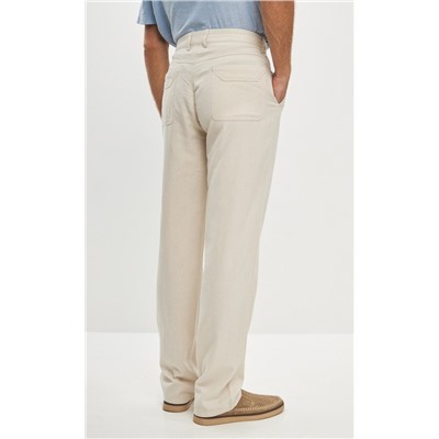 Брюки льняные мужские F111-0851 светло-бежевые