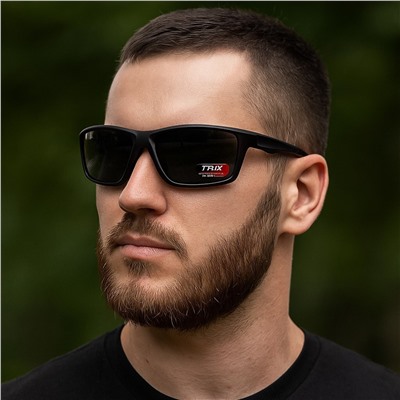 Очки солнцезащитные поляризованные, мужские, спорт, цвет черный, оправа матовая, арт.007.263