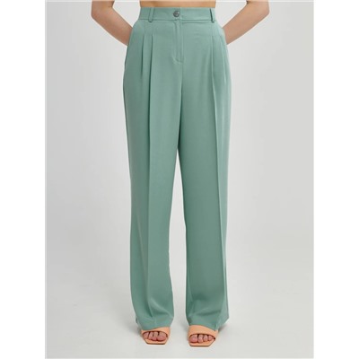 Брюки широкие серо-зелёные с карманами