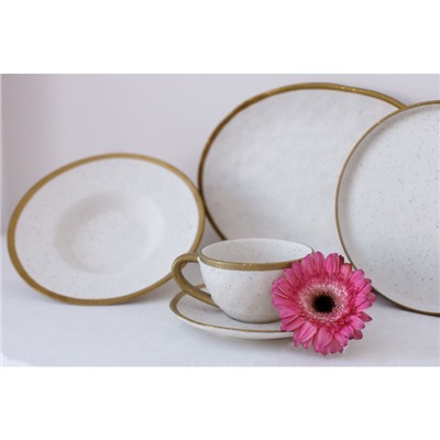 Чайная пара Magistro Poursephona, чашка 250 мл, блюдце d=16 см, фарфор, белая