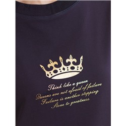 Свободный свитшот с принтом и разрезами из эластичного футера двухнитки без начеса