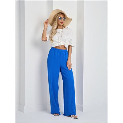 Брюки широкие синие с карманами