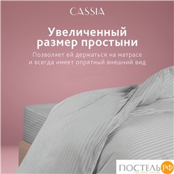 CASSIA ЛЮКС Страйп Сатин сер Простыня 230х250-1, 1 пр., хл/сатин