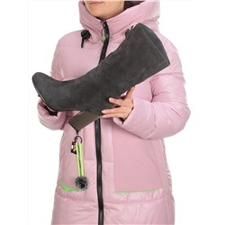 YF189-012M DARK GREY Полусапоги зимние женские (натуральная замша, натуральный мех (еврозима))