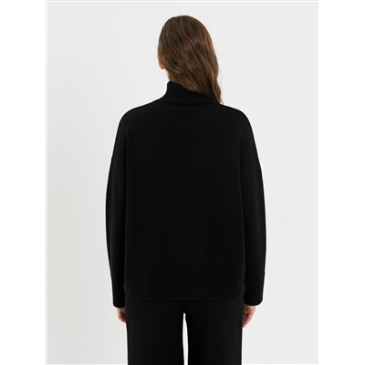 Свитер чёрный вязаный с ажурным рисунком