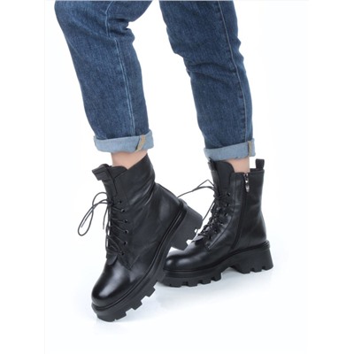04-M3-2170 BLACK Ботинки зимние женские (натуральная кожа, натуральный мех)