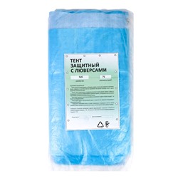Тент защитный, 4×6 м, плотность 75 г/м², УФ, люверсы шаг 1 м, голубой