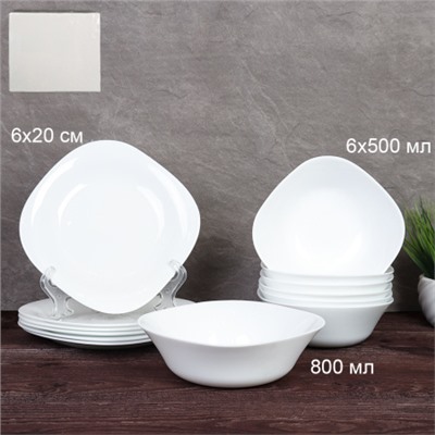 Столовый набор 13 предметов квадратный Sq13 86575 (WHITE) (уп 2)