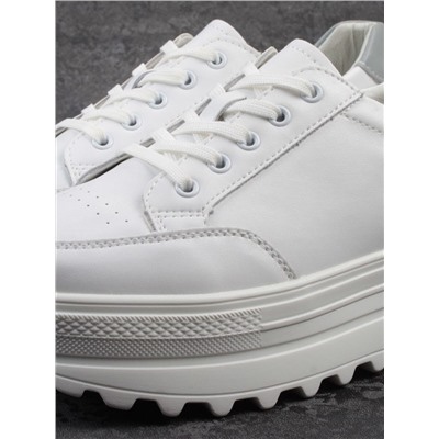 03-YC282-1 WHITE Кроссовки женские (натуральная кожа)