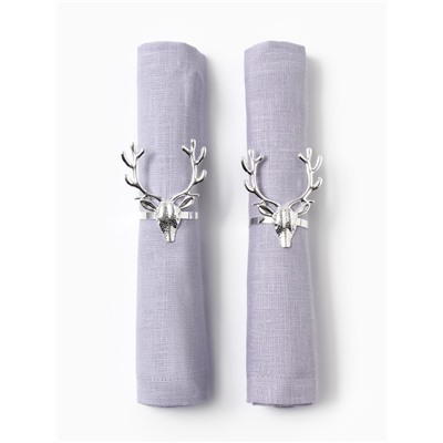 Набор салфеток сервировочных «Этель» Fawn, 46×46 см - 2 шт., с декоративными кольцами, 100% лён