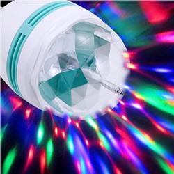 Вращающаяся разноцветная LED лампа диско с переходником в розетку