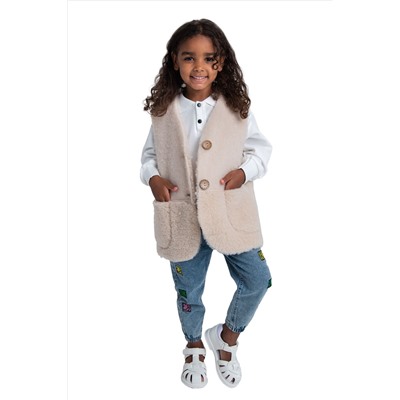 Жилет детский меховой ПЛЮША карамель