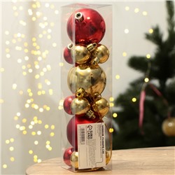 Ёлочные игрушки, шары новогодние, украшение на Новый год, d=3 и d=6, 15 шт., цвет красный и золотой