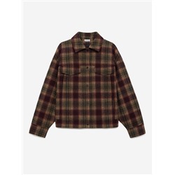 Бомбер из шерсти в клетку, коричневый