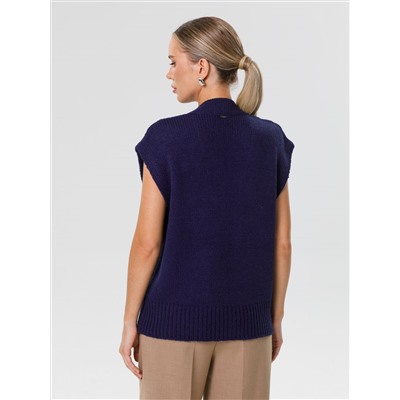 Жилет вязаный тёмно-синий