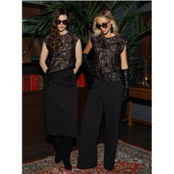 Блузка чёрная из сетки с пайетками