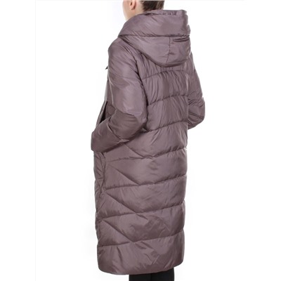 2118 GRAY/PURPLE Пальто зимнее женское MELISACITI (200 гр. холлофайбера)