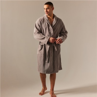 Халат махровый мужской SL HOME: Basic «Софт Мист», размер S, хлопок 100%, серый