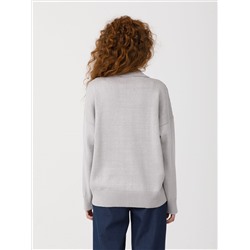 Джемпер-поло вязаный светло-серый