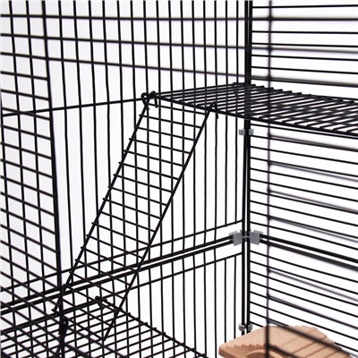 Клетка для грызунов «Пижон» 4 этажа, 42×30×65 см (2 домика, колесо, миска), беж