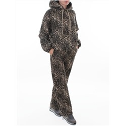 870-8 DK. BEIGE/LEOPARD Костюм спортивный зимний женский (95% хлопок, 5% полиэстер)