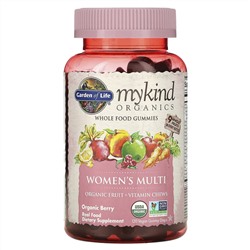 Garden of Life, MyKind Organics, мультивитамины для женщин, органические ягоды, 120 веганских жевательных таблеток