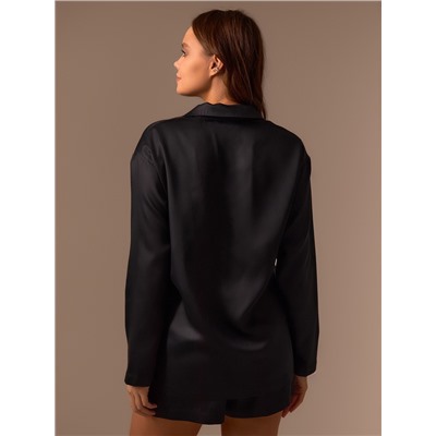 Пижама женская (рубашка, шорты) SL HOME Tensel Home, чёрная