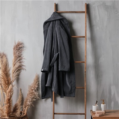 Халат махровый мужской SL HOME: Basic «Гри Сандре», размер S, хлопок 100%, тёмно-серый