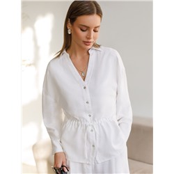 Свободная блузка с кулиской на талии изо льна с вискозой