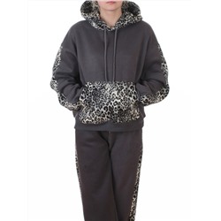008 DK. GRAY/LEOPARD Костюм спортивный зимний женский (95% хлопок, 5% полиэстер)
