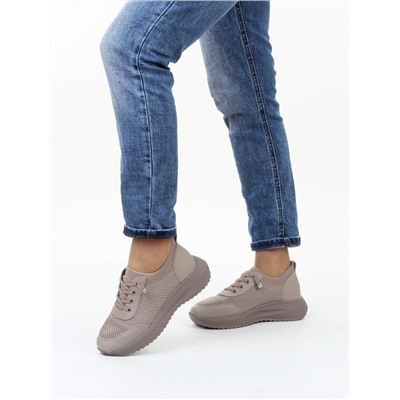 03-A629-5 DK. BEIGE Кроссовки-носки "Снокеры" женские (натуральная кожа, текстиль)