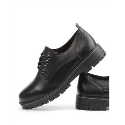 03-DYL75-1 BLACK Полуботинки женские (натуральная кожа)