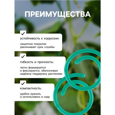 Скрепки садовые для подвязки растений, в наборе 50 шт., пластик, зелёные, Greengo