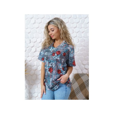 38ф футболка"терракотовые цветы"